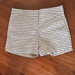 Ann Taylor Cream and Black Bermuda Shorts with Geometric Pattern